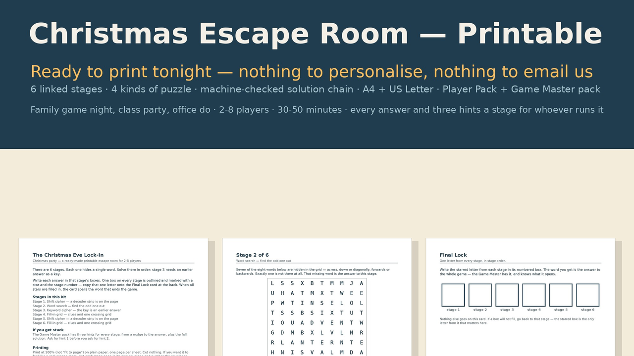 Christmas Escape Room (printable) cover