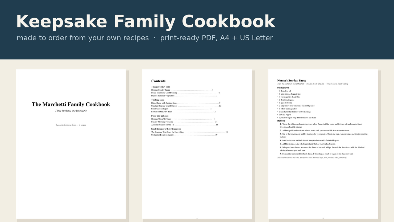 Keepsake Family Cookbook cover