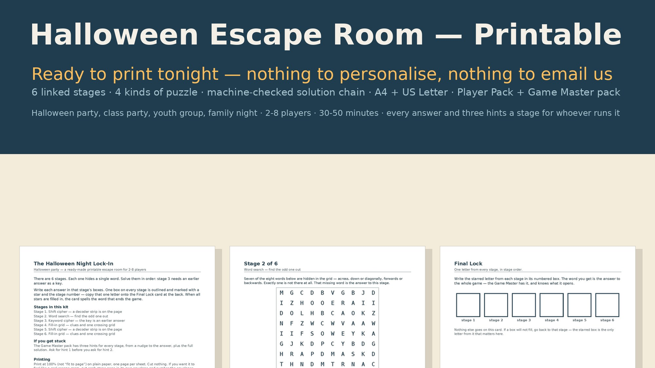Halloween Escape Room (printable) cover