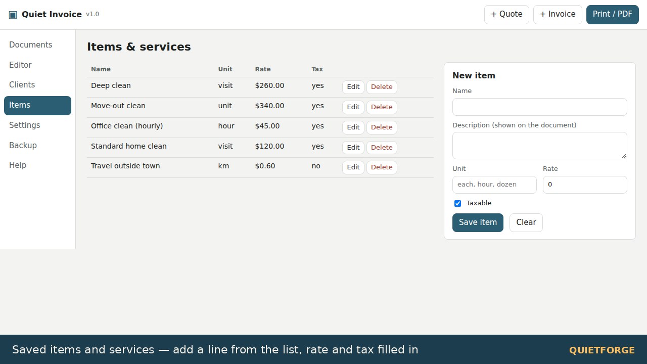 Quiet Invoice preview 5