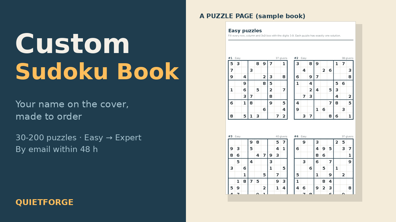 Custom Sudoku Book cover